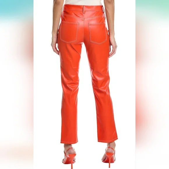 Staud Cherry Red size 10 faux leather pants - Picture 2 of 7